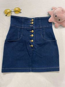 High-Waisted Denim Mini Skirt