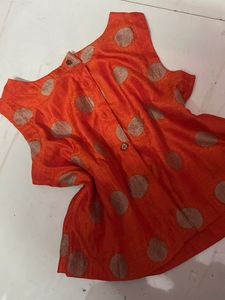 ✨ Festive Orange Polka Dot Ethnic Top / Shrug ✨