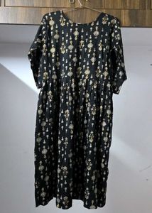 Black Printed Mirror Work Kurta