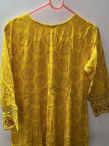 Yellow Embroidered anarkali  Kurta