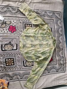 Shirt Style Crop Top Olive Green Colour