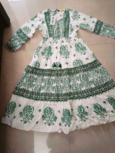 Green Floral Frock Dress
