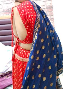 Red &amp; Blue Lehenga Choli Set