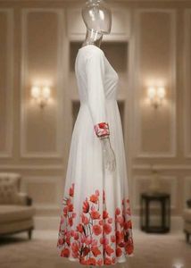 Elegant White Floral Anarkali Kurta