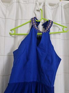 Blue Halter Top with Beaded Detail