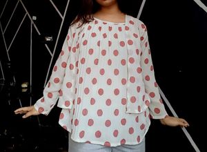 Polka Dot Pleated Top