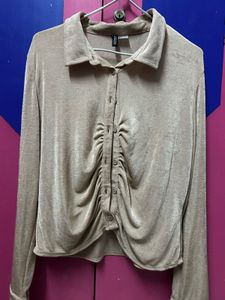 H&amp;M Beige Button-Down Top