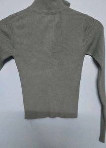 Olive Ribbed Knit Top