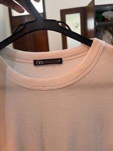Zara White Ribbed Top