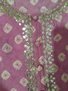 Pink Embroidered gotta patti  Kurta Set