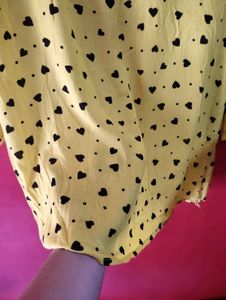 Yellow Heart Print Button-Up Shirt