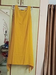 Mustard Yellow  Fish Cut Plain Kurta