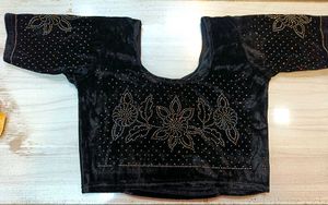 Black Velvet Embellished Blouse