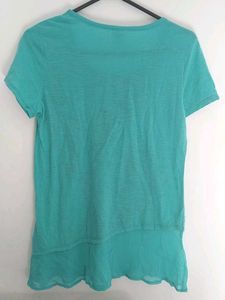 Turquoise Floral Embellished Top