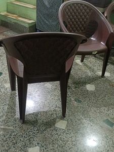 Set Of 4 Brown Plastic Armchair