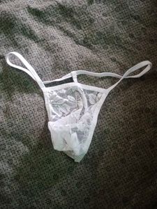 Men&#39;s White Lace G-string Thong
