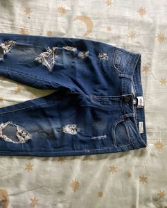 Only Ripped Dark Wash Skinny Jeans