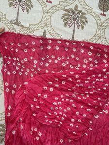 Pink Bandhani Silk Dupatta