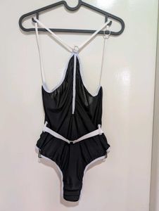 Semi sheer Bodysuit With Waist Belt