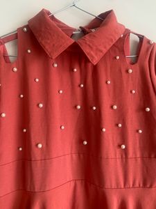 Skater Dress With Cold Shoulder