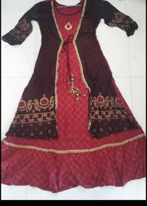 Maroon & Red Ethnic Dress