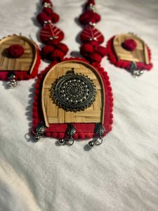 Handcrafted Bamboo & Thread Necklace Set