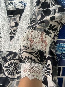 stylish trendyblack and white kurta