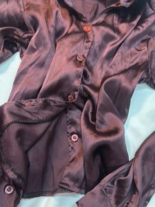 Burgundy Satin Blouse