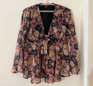 Black floral Printed Top