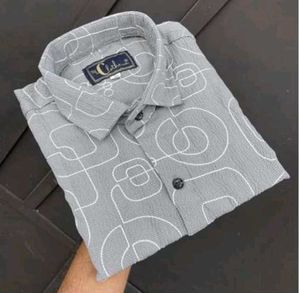 &#34;Men’s Grey Checked Cotton Blend Shirt – Slim Fit,