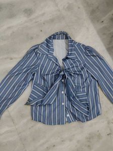 Knotted Placket Shirt Top