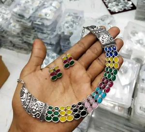 Colorful Gemstone Necklace &amp; Earring Set