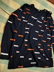 Navy Geometric Print Top