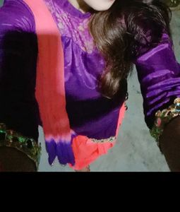 Purple And Coral Punjabi Suit