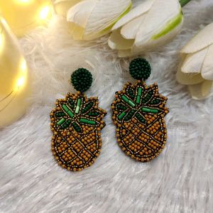 Handmade Pineapple Beaded Earrings🍍