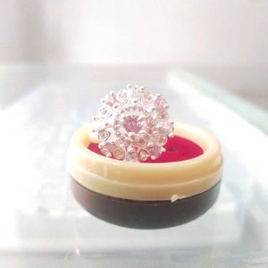 Pure Silver Pink&amp;White CZ Adjustable Ring 💍