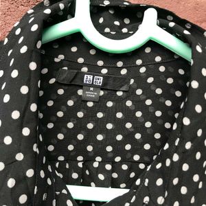 Uniqlo Black Polka Dot Sheer Blouse