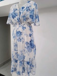 Floral Print V-Neck Midi Dress