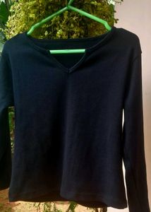 Casual Black Long Sleeve Top