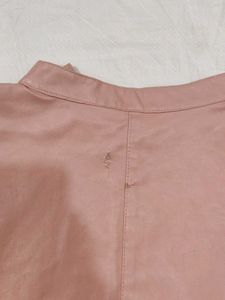 Pink Faux Leather Moto Jacket