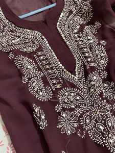 New Mirror Work Chikankari Kurti With Inner