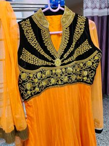 Elegant Orange Anarkali Suit