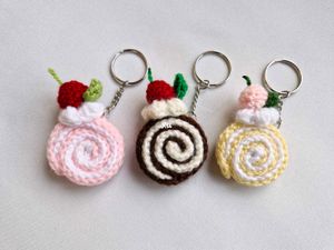 Crochet Swiss Roll Cake Keychain 3pcs
