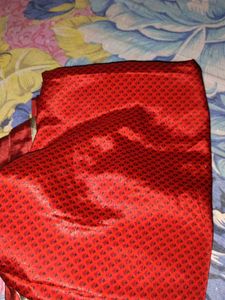 Red &amp; Grey Crape Saree