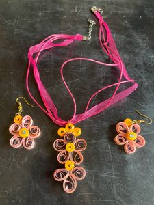 Handmade Flower Pink Quilling Jewellery