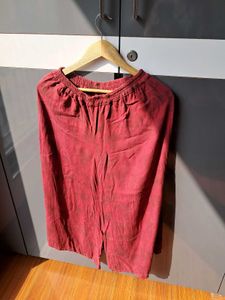 Maroon Patterned Wide Leg Pants