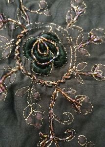 Olive Green Embroidered Ambrella Plazo Kameez