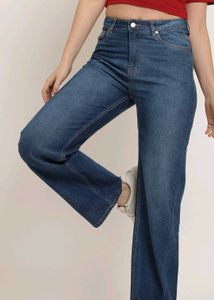 Blue Denim Wide Leg Jeans