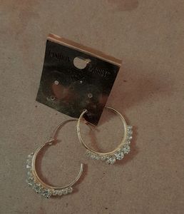Hoop Earrings Gold And White