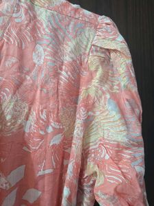 Floral Print Tie Neck Dress